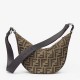 FENDI Melon Small Crescent Messenger Bag Men's Shoulder Bag FF Jacquard Casual Fashion Purse Handbag Grain Leather Luxury Designer Mirror Quality 33cm