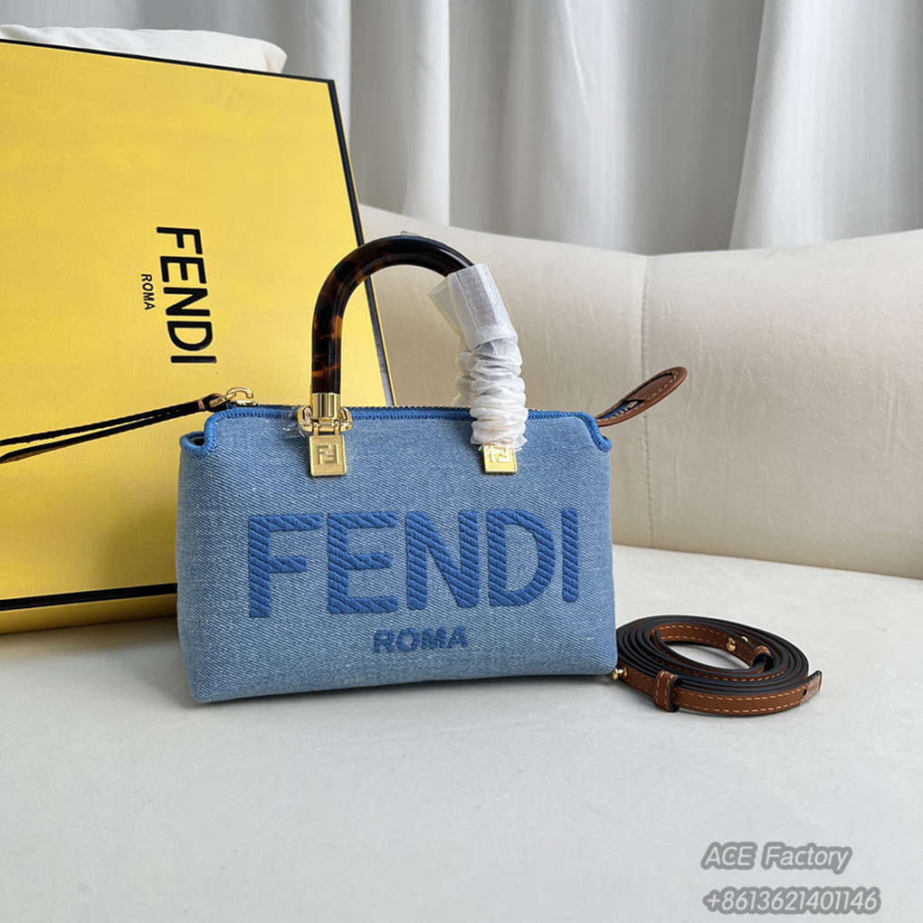 FENDI By The Way Mini Boston Handbag Shoulder Bag ROMA Casual Fashion Handle Tote Luxury Designer Mirror Quality 20cm