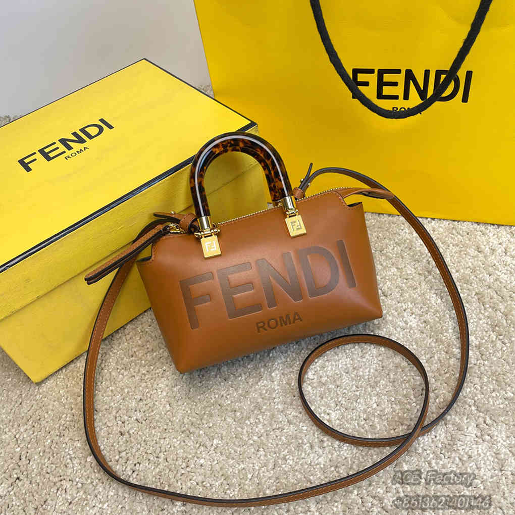 FENDI By The Way Mini Boston Handbag Shoulder Bag ROMA Casual Fashion Handle Tote Luxury Designer Mirror Quality 20cm