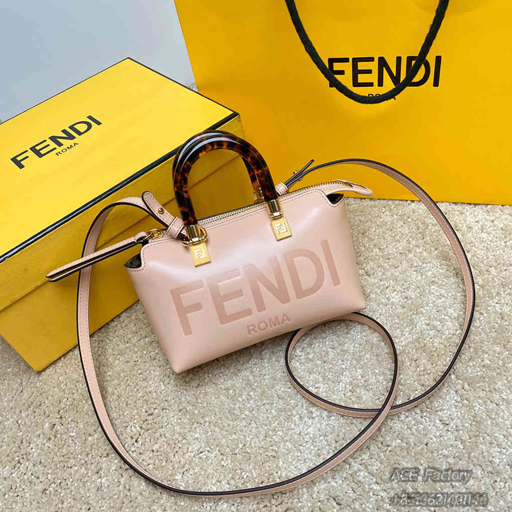 FENDI By The Way Mini Boston Handbag Shoulder Bag ROMA Casual Fashion Handle Tote Luxury Designer Mirror Quality 20cm