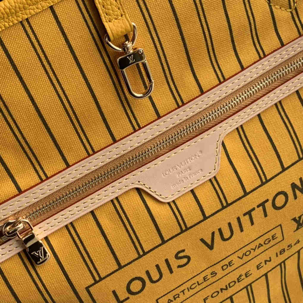 Neverfull Bandouliere Inside Out Louis Vuitton 9A High Quality Mirror Version Monogram Canvas and Striped Fabric Hobo Shopping Bag 31cm  M12707 M12779 