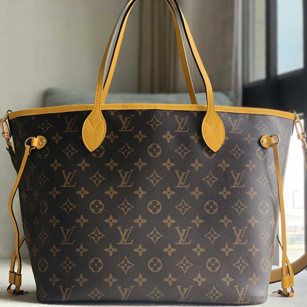 Neverfull Bandouliere Inside Out Louis Vuitton 9A High Quality Mirror Version Monogram Canvas and Striped Fabric Hobo Shopping Bag 31cm  M12707 M12779 