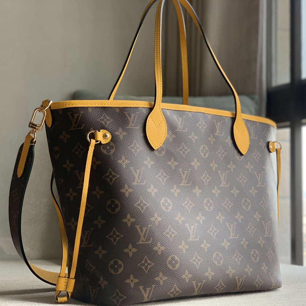 Neverfull Bandouliere Inside Out Louis Vuitton 9A High Quality Mirror Version Monogram Canvas and Striped Fabric Hobo Shopping Bag 31cm  M12707 M12779 