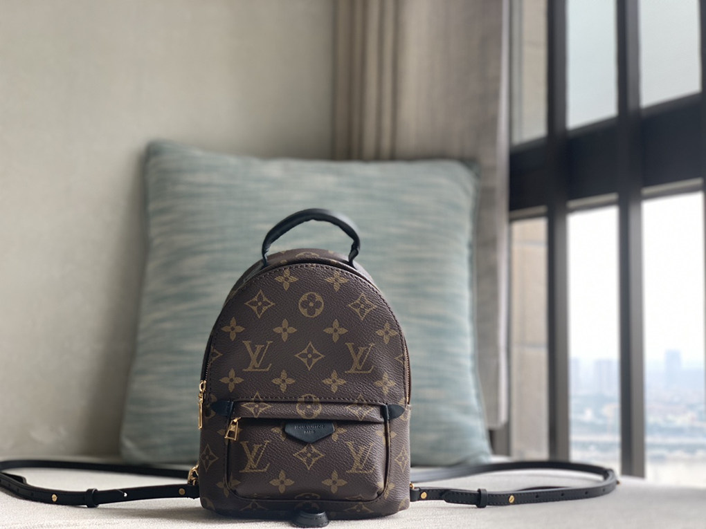 PALM SPRINGS Mini Backpack Monogram Reverse Coated Canvas Playful Style Multi-point Fixed Shoulder Strap Cross body Louis Vuitton 9A Mirror Quality 21cm