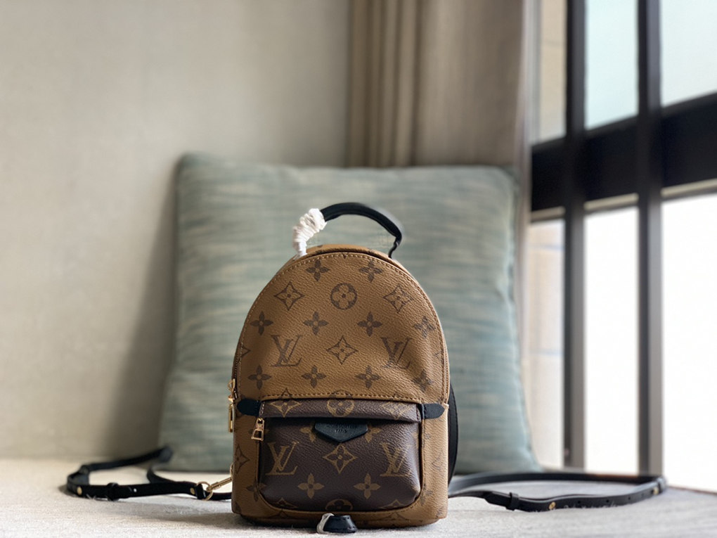 PALM SPRINGS Mini Backpack Monogram Reverse Coated Canvas Playful Style Multi-point Fixed Shoulder Strap Cross body Louis Vuitton 9A Mirror Quality 21cm