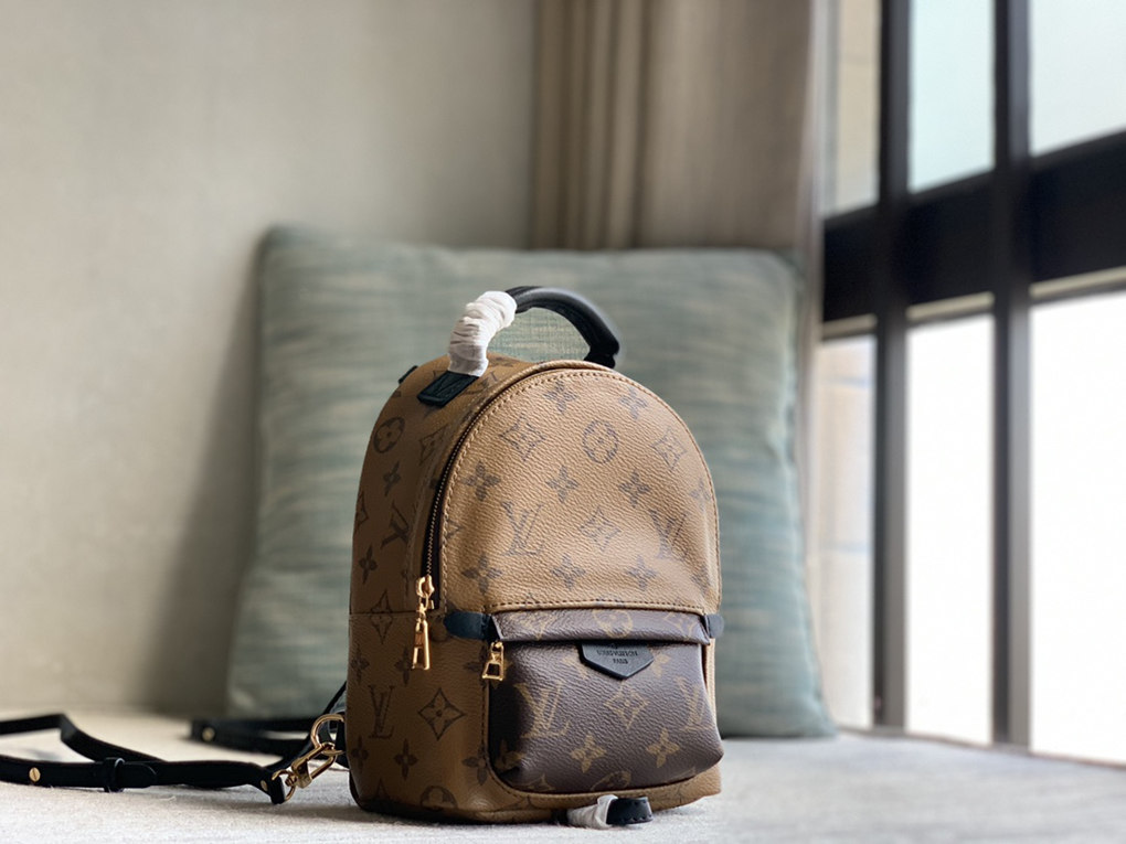 PALM SPRINGS Mini Backpack Monogram Reverse Coated Canvas Playful Style Multi-point Fixed Shoulder Strap Cross body Louis Vuitton 9A Mirror Quality 21cm