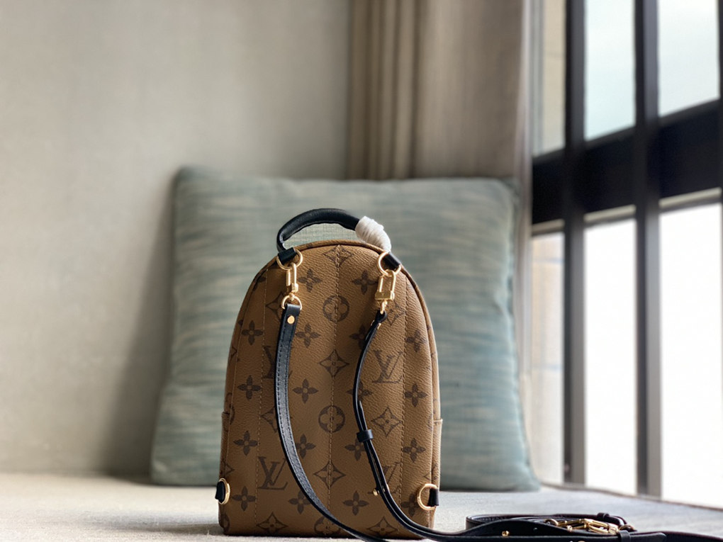 PALM SPRINGS Mini Backpack Monogram Reverse Coated Canvas Playful Style Multi-point Fixed Shoulder Strap Cross body Louis Vuitton 9A Mirror Quality 21cm