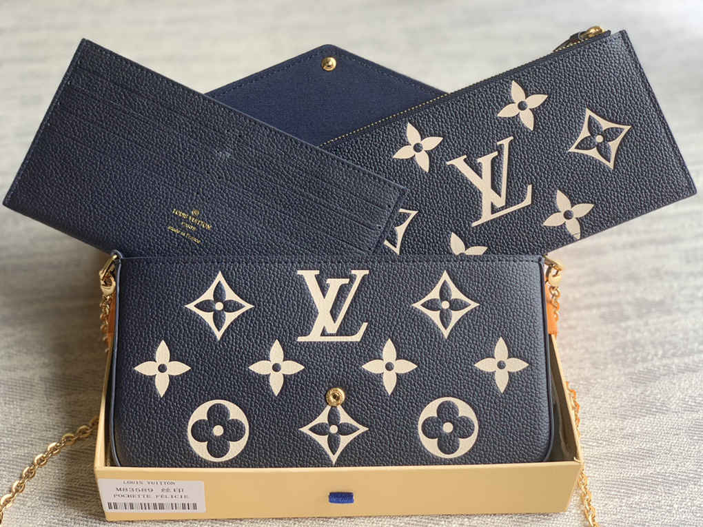 Félicie Pochette Louis Vuitton Monogram Coated Canvas and Genuine Leather Chain Wallet Shoulder Bag 9A Mirror Quality Luxury Design 21cm  M81896 M12754 